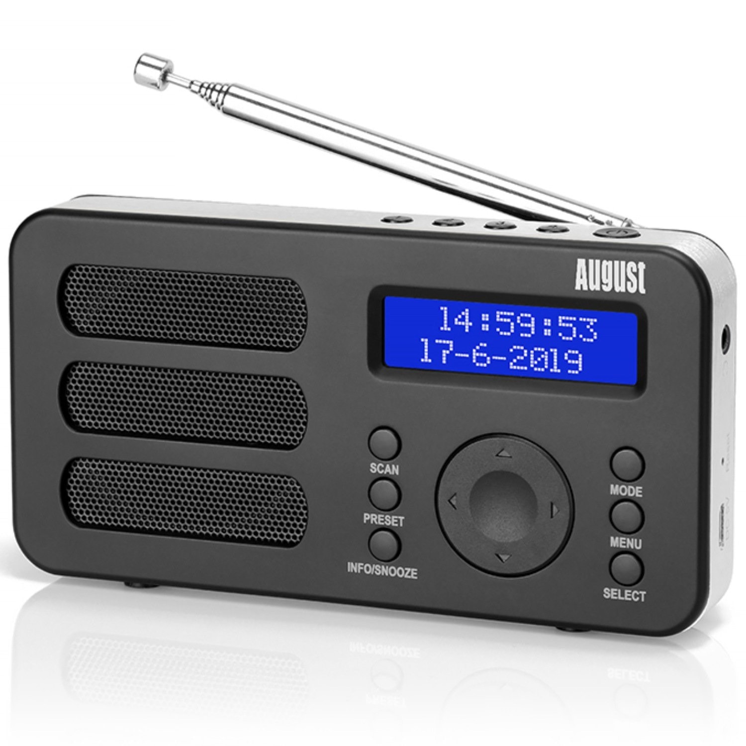 Radio portable rechargeable fm dab dab+ rnt – august mb225 – petit poste  radio numérique noir AUGUST Pas Cher 