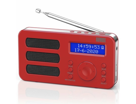 AUGUST - Radio portable rechargeable fm dab dab+ rnt – august mb225 – petit  poste radio numérique rouge