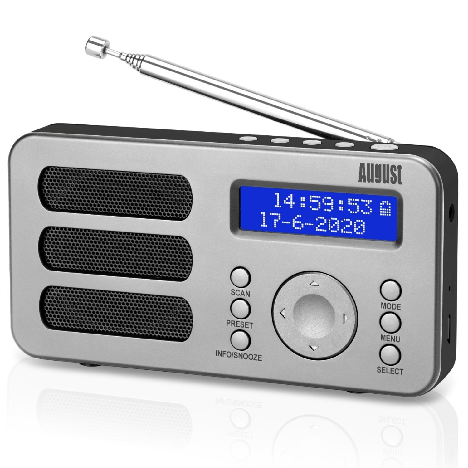 Radio portable rechargeable fm dab dab+ rnt – august mb225 – petit poste  radio numérique gris AUGUST