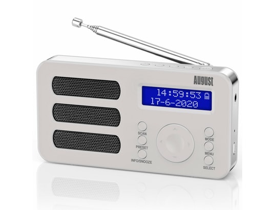 Radio portable rechargeable fm dab dab+ rnt – august mb225 – petit poste  radio numérique blanc AUGUST Pas Cher 
