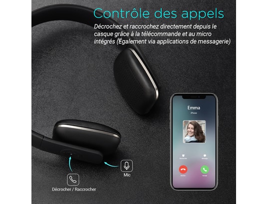 Casque bluetooth sans fil – august ep636 – micro, bluetooth nfc, supra  auriculaire léger noir AUGUST Pas Cher 