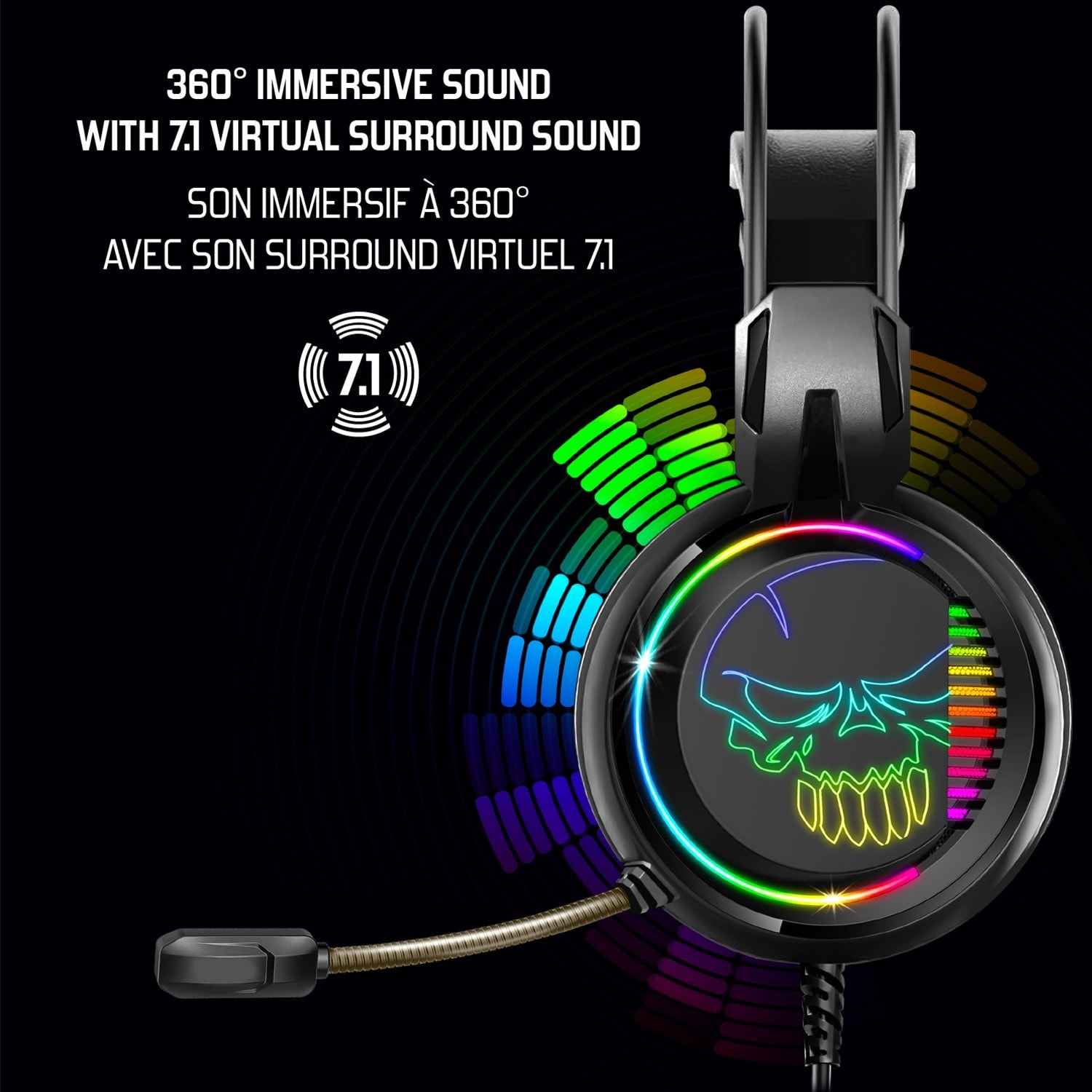 Spirit Of Gamer, Casque Gaming Sans Fil avec Micro RGB, Compatible