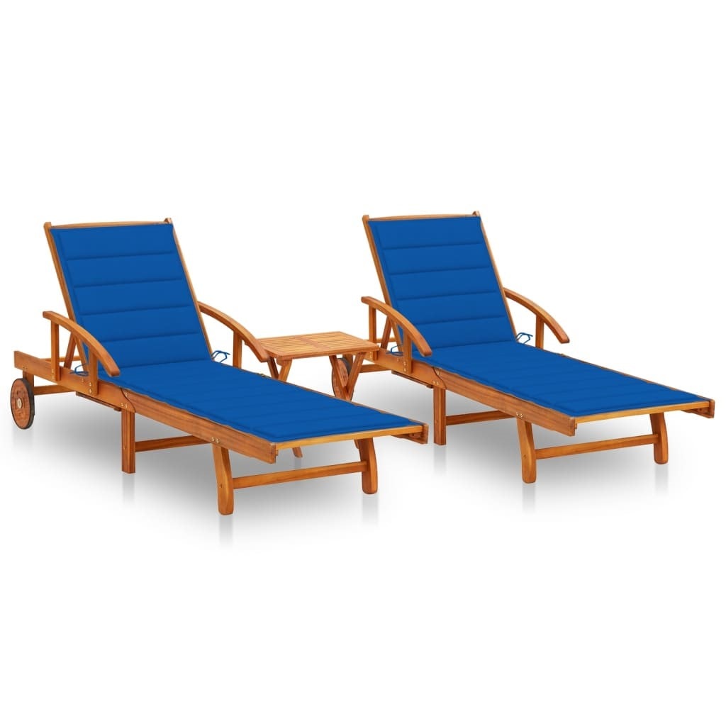 Vidaxl chaises longues 2 pcs avec table et coussins acacia ...