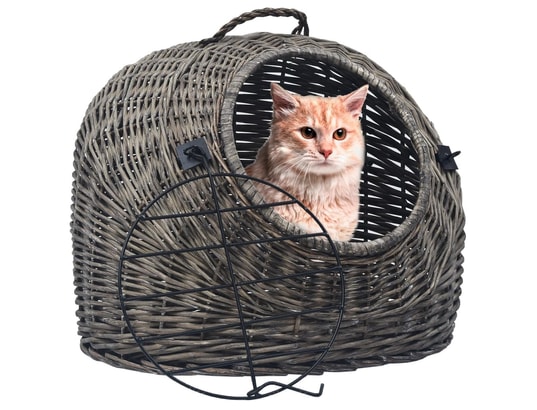 Vidaxl cage de transport pour chats gris 45x35x35 cm saule naturel VIDAXL  Pas Cher 