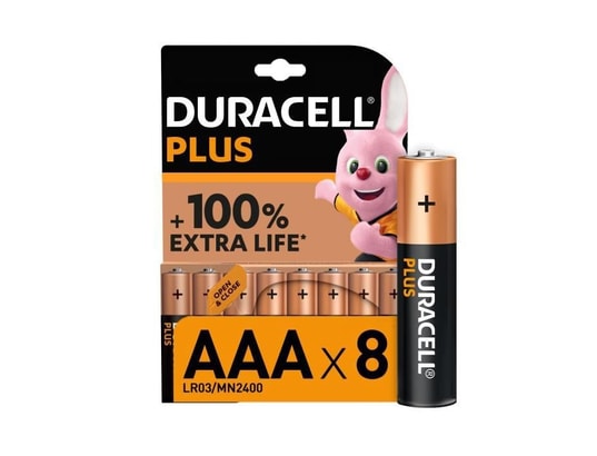 Duracell - nouveau piles alcalines aaa plus, 1.5 v lr03 mn2400, paquet de 8  DURACELL Pas Cher 