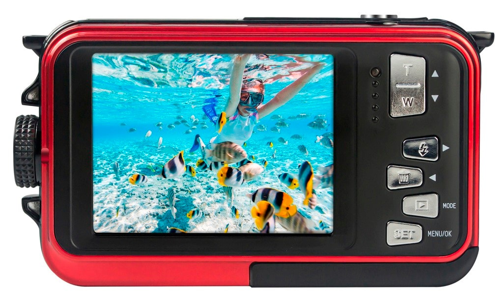 Agfa photo realishot wp8000 - appareil photo numérique étanche (24 mp,  vidéo full hd, double écran lcd, zoom digital 16x, stabilisateur numérique,  batterie lithium) rouge-rouge- AGFA PHOTO Pas Cher 