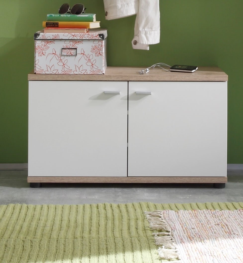 Campus meuble d'entrée meuble à chaussure mélaminé coloris chêne. L