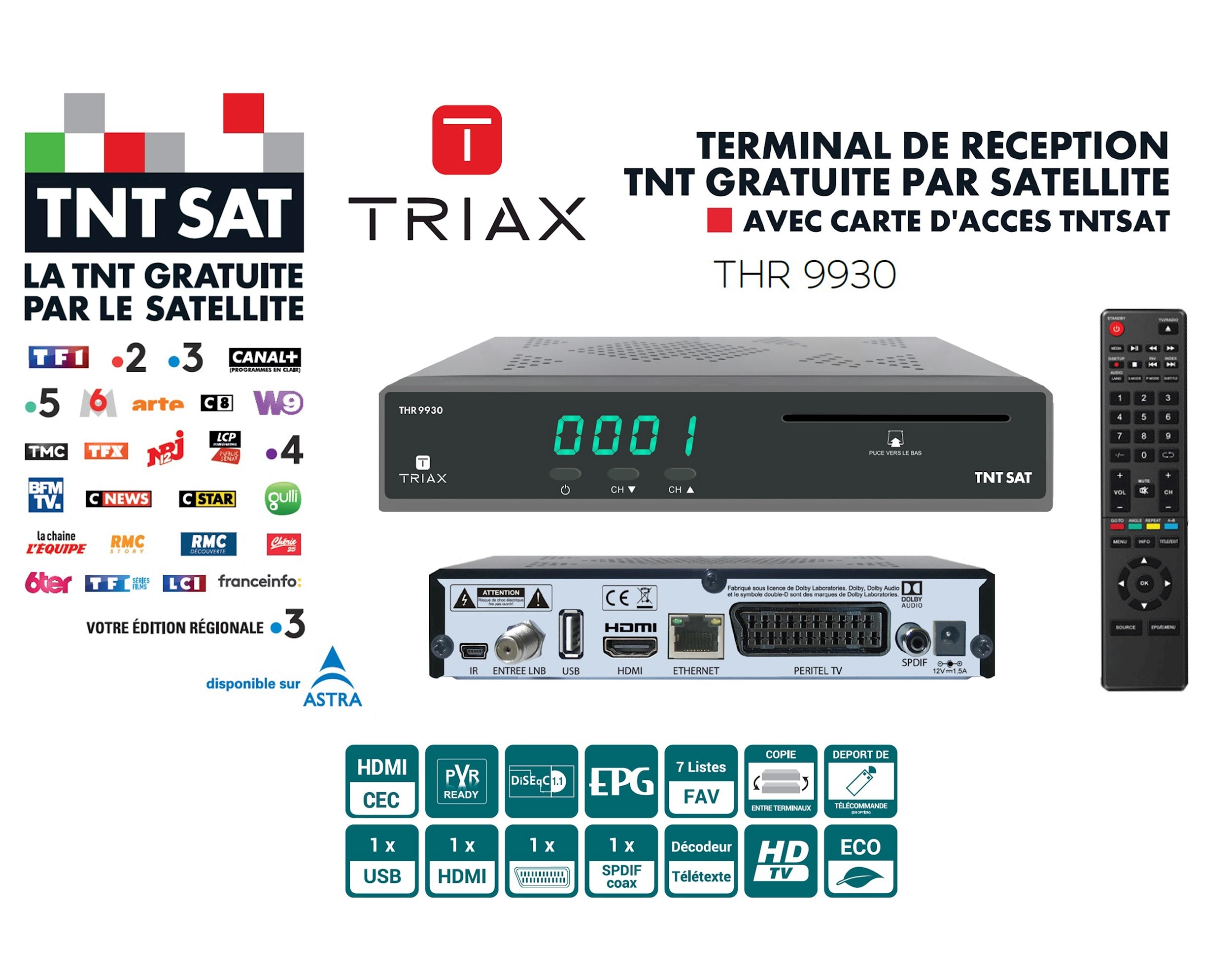 Terminal de reception tnt gratuite par satellite hd - triax thr 9930 ...