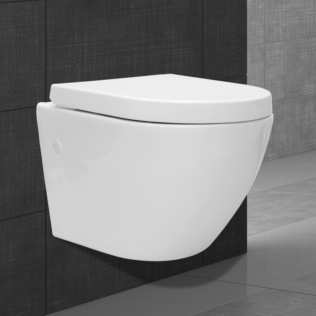 Cuvette wc suspendu mur toilette céramique sans bord fond creux