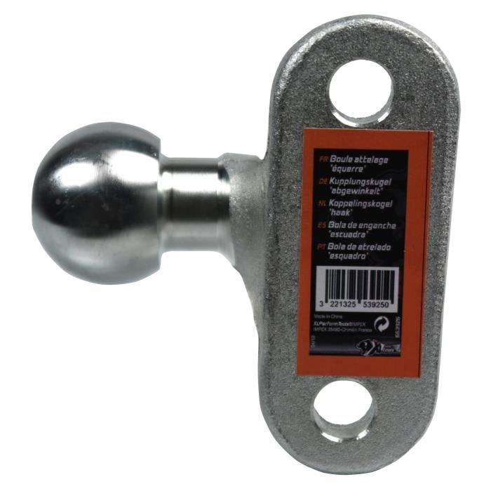 Boule D'Attelage ProPlus Noire - Équerre 50mm Pour Remorque Jusqu'à 3500kg