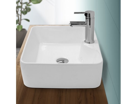 Évier en céramique vasque a poser carré moderne pour salle de bain