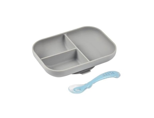 Beaba Set Repas Bebe Avec Ventouse Anti Derapant Assiette Silicone Compartimentee Cuillere Sain Et Durable Gris Beaba Ma 10ca321beab Kln5r Pas Cher Ubaldi Com