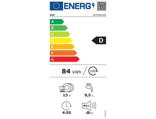 Lave-vaisselle encastrable entièrement intégré Neff 60 cm S275HAX29E