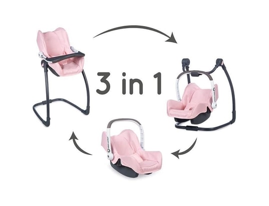 Smoby - bébé confort - siege + chaise haute 3 en 1 - pour poupons et  poupées - fonction balancelle SMOBY Pas Cher 