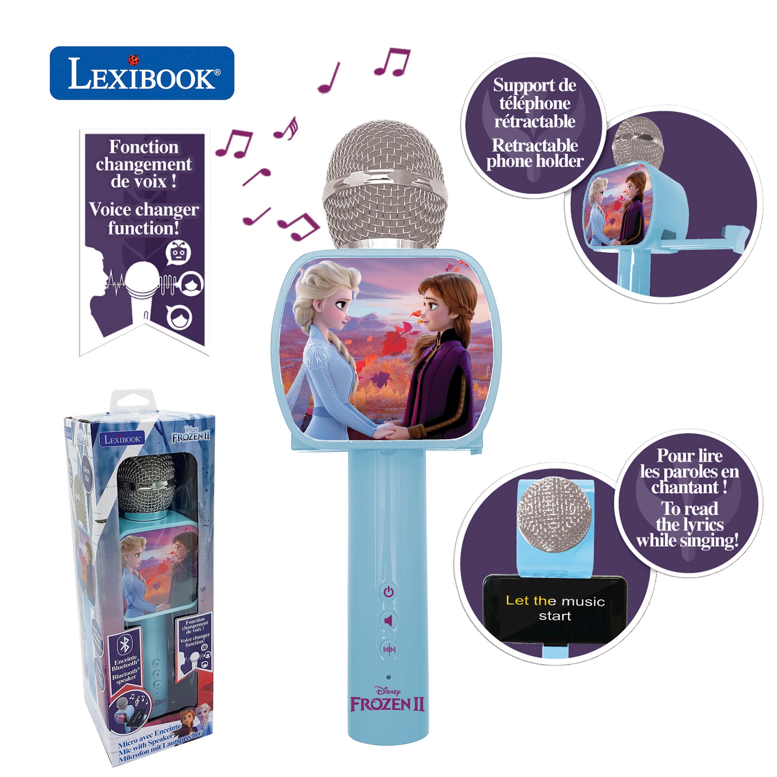 LEXIBOOK Microphone enfant karaoké Barbie Bluetooth, haut-parleur