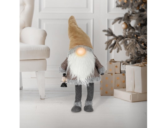 Gnome de noël ornement poupée lanterne led à piles figurine d'elfe