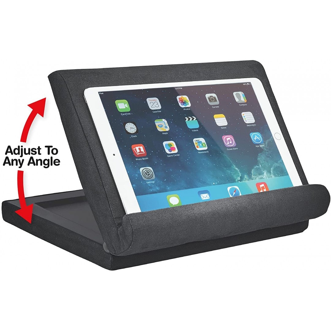 VENTEO - Support tablette / livre – pilow pad new – support tablette  ajustable multi angles – gris – adulte – compatible tablettes OREIL12NEW