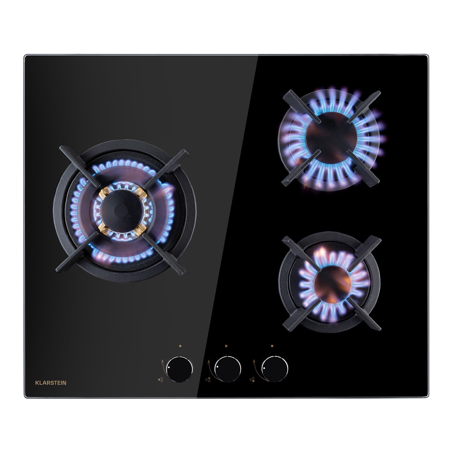 Plaque de cuisson à gaz klarstein goldflame 3 brûleurs en laiton