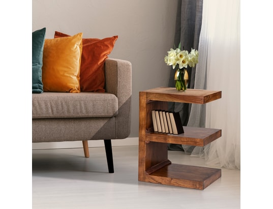 Table d'appoint en métal et bois horloge 50 cm Table d'appoint en métal et bois horloge 50 cm