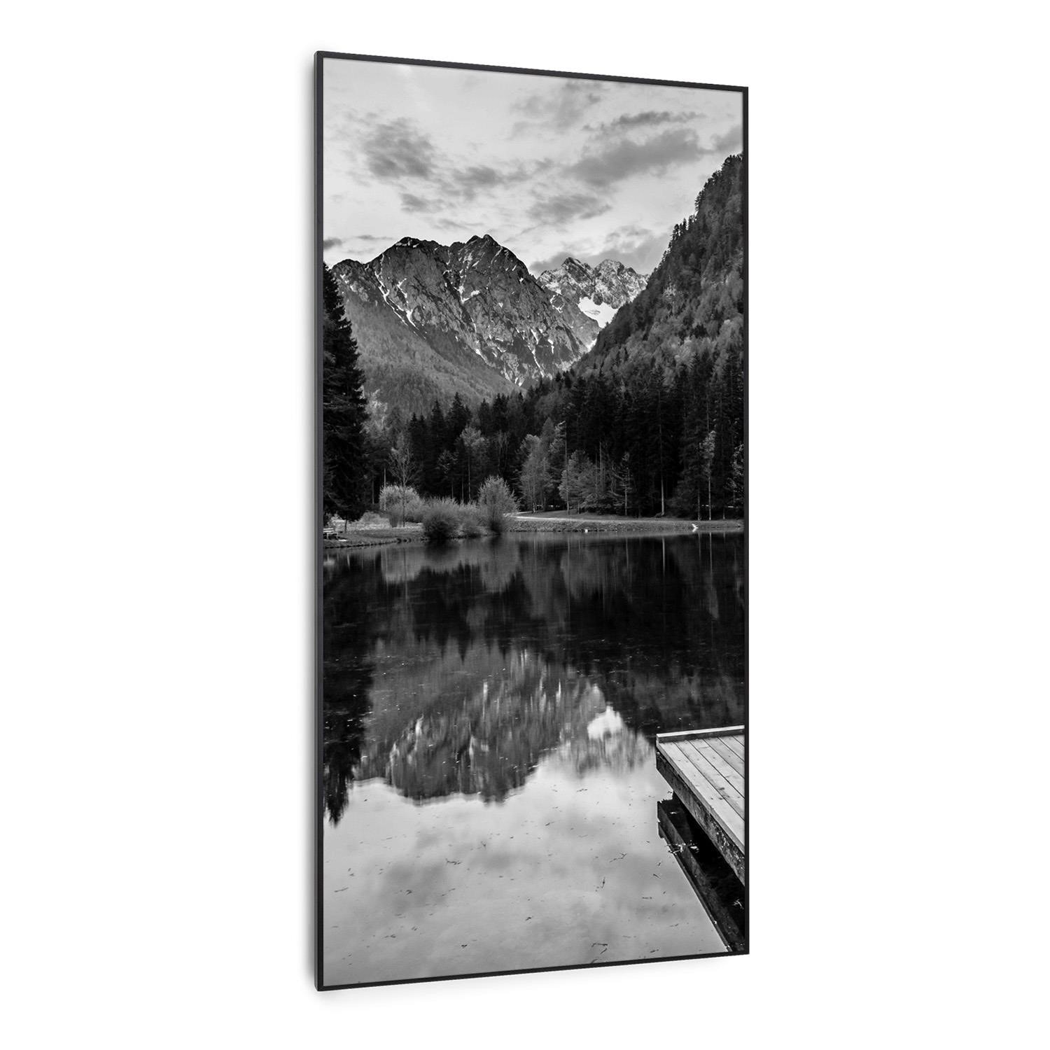 Chauffage infrarouge -klarstein wonderwall air art smart - connecté -  motif: lac noir et blanc - cadre noir - 60 x 120cm - 700w KLARSTEIN Pas  Cher 
