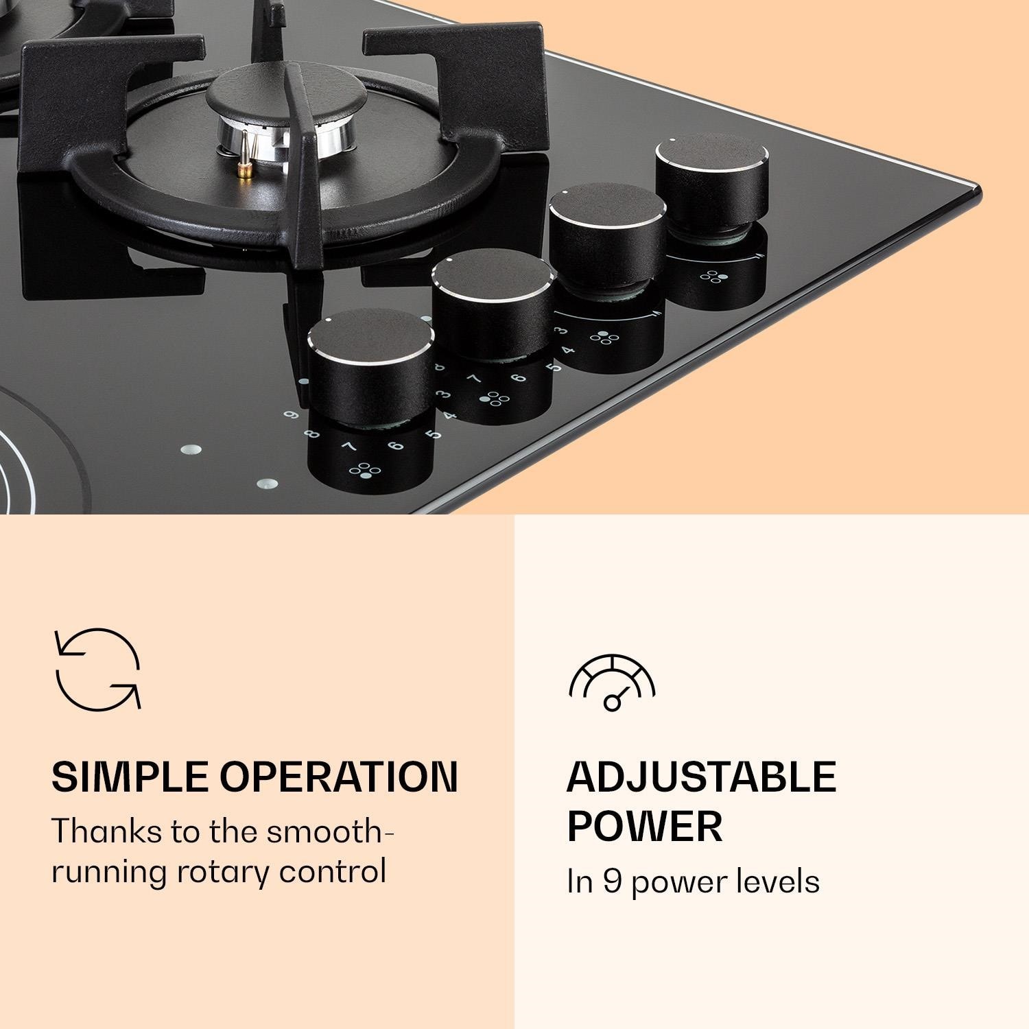 Table de cuisson klarstein multichef 4 combi gaz/vitrocéramique 4 zones