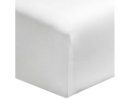 Drap housse blanc 100% satin de coton bonnet 30 cm 120x190 cm TERRE DE NUIT  Pas Cher 