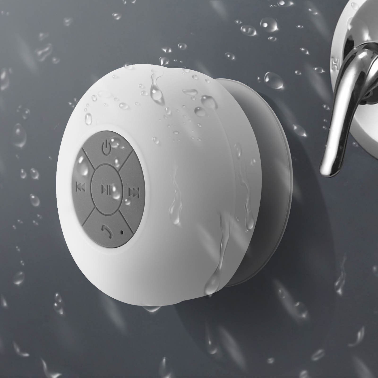 Enceinte Waterproof Bluetooth pour Smartphone Ventouse HautParleur Micro Douche Petite (BLANC) ABC