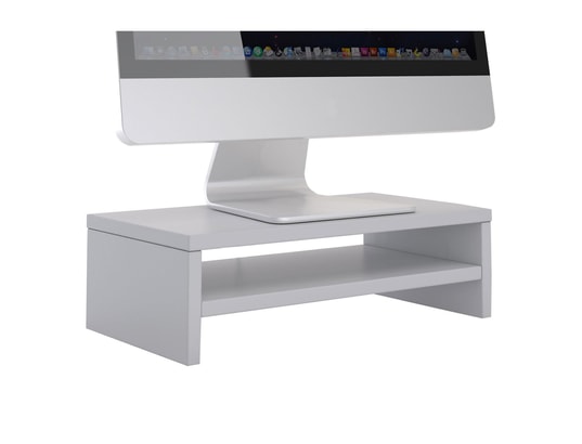 Support d'écran d'ordinateur display, réhausseur pour moniteur avec étagère  intermédiaire, longueur 42 cm en mélaminé gris clair mat IDIMEX Pas Cher 