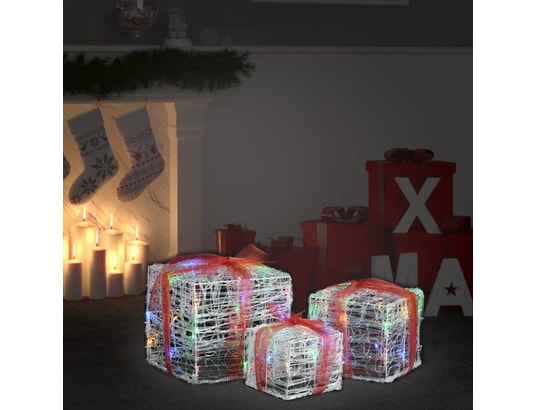 vidaXL Boîtes-cadeaux de Noël décoratives 3 pcs Extérieur Intérieur