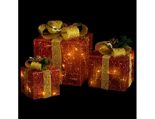 Vidaxl boîtes-cadeaux de noël décoratives 3 pcs extérieur intérieur -  Conforama