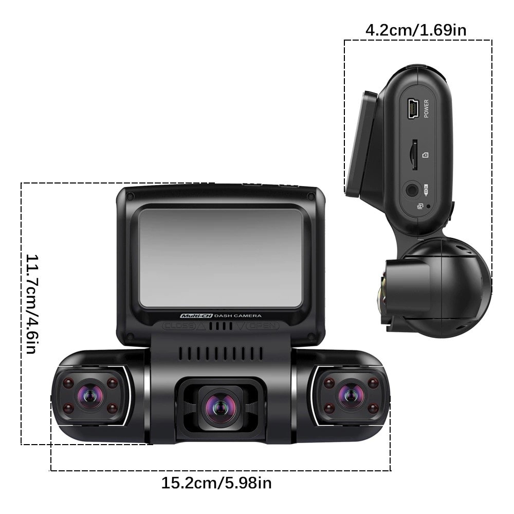 Caméra Voiture 3 Pouces Dashcam 1080p 170 Degrés Nocturne