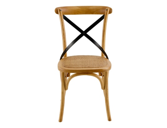 Chaises en bois massif et métal assise rotin (lot de 2) - BISTROT