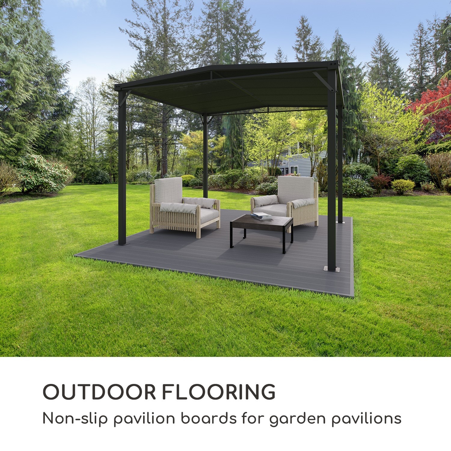 Blumfeldt pantheon solid ground lames de pergola 3x4 m composite