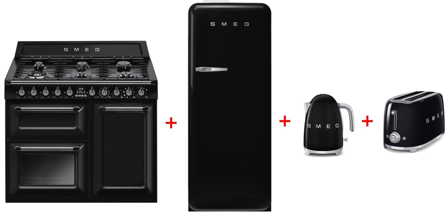 piano de cuisson gaz smeg tr103bl 100 cm noir