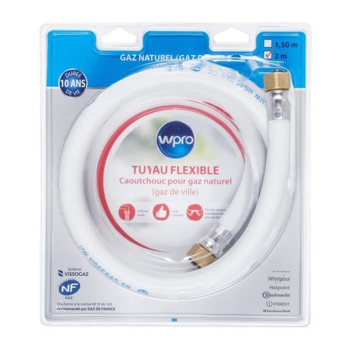 Wpro tnc200 tuyaux de gaz caoutchouc naturel pour plaques de cuisson