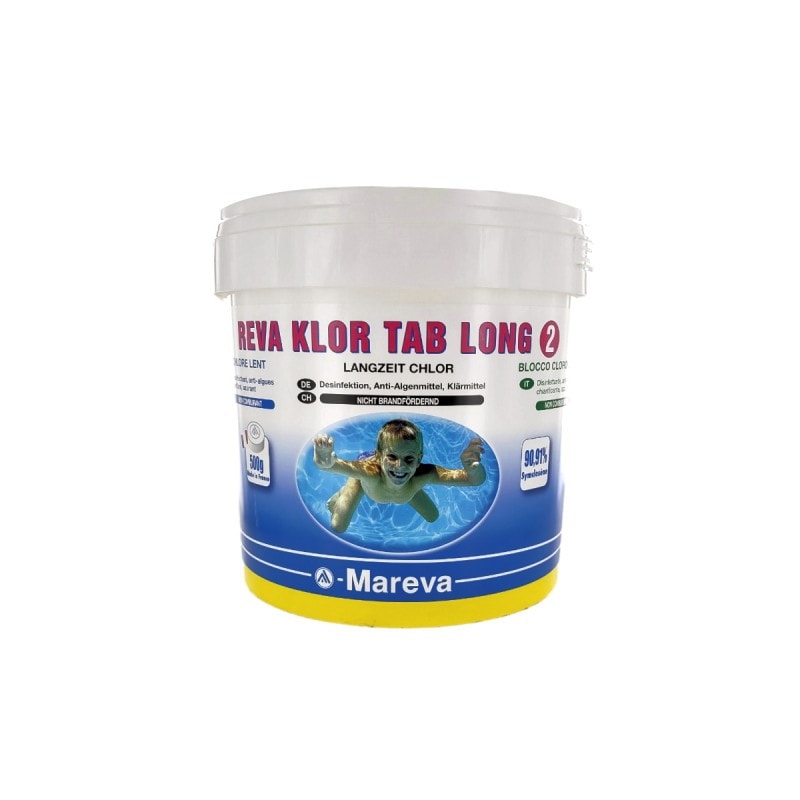 Pack mareva désinfectant longue durée reva-klor tab long 2 - 500g - top 3  anti-algues multi-actions - 5 l MAREVA