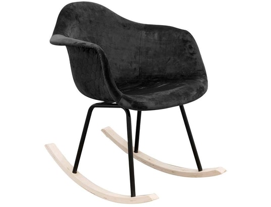 THE HOME DECO FACTORY Fauteuil à bascule assise en velours noir 27026 THE HOME DECO FACTORY Fauteuil à bascule assise en velours noir 27026