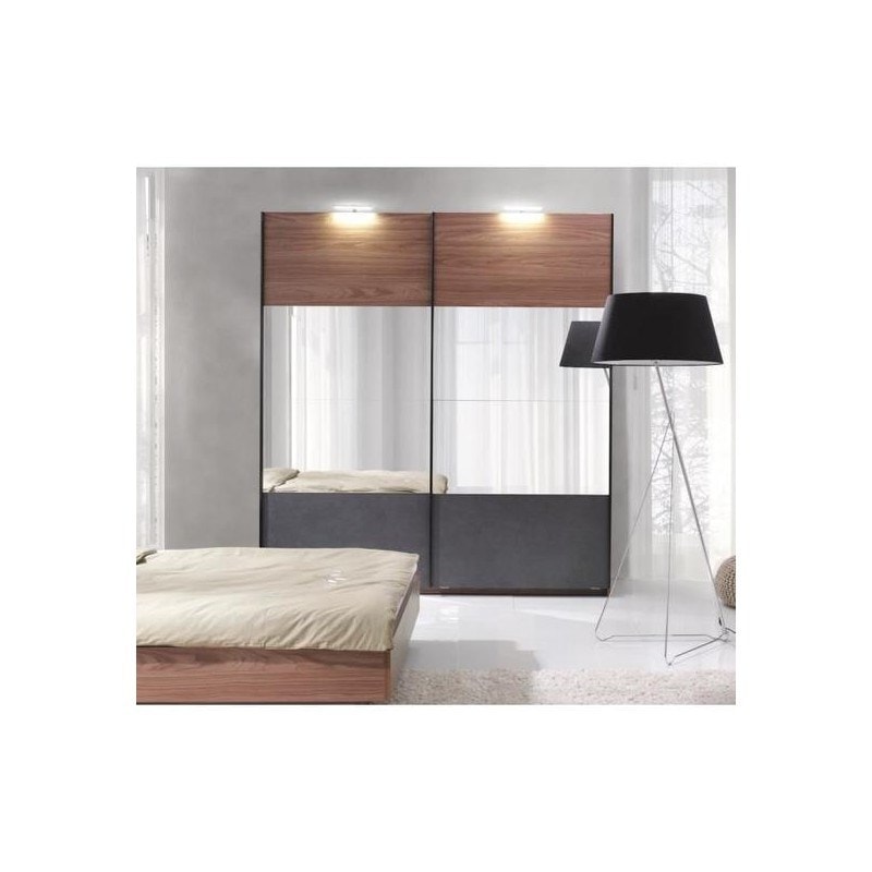 Armoire RENATO 2 portes coulissantes avec miroirs, garde robe pour