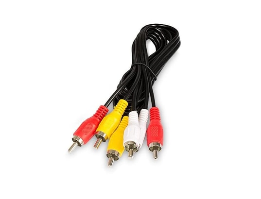 Câble audio vidéo rca, 3 x rca mâle à 3 x rca mâle rouge / blanc / jaune,  noir OPTEX Pas Cher 