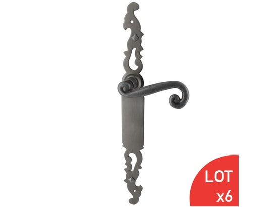 Poignées de porte fer forgé rustique coq vieil argent sans trou bdc