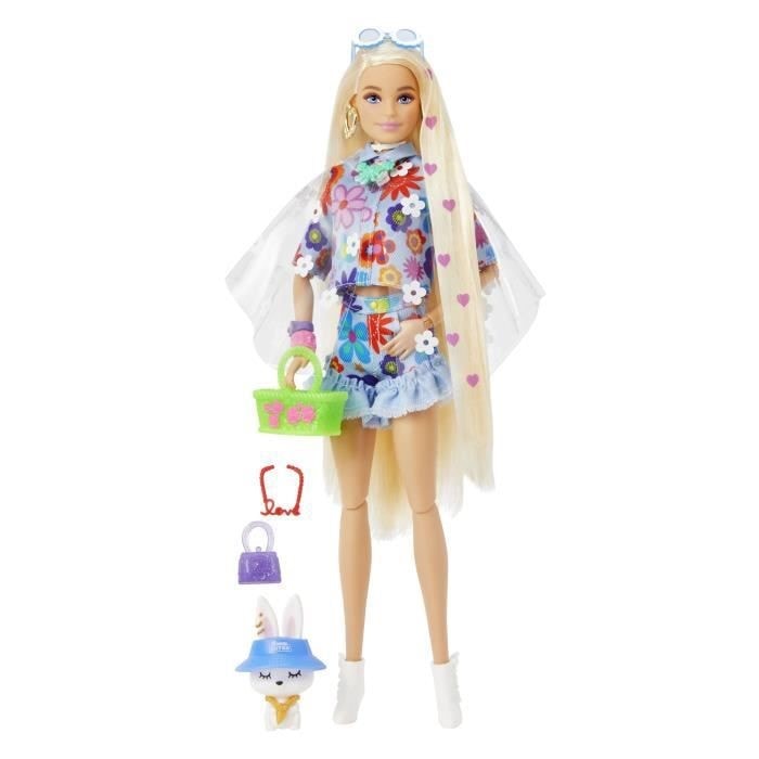Barbie - barbie extra robe fleurie - poupée MATTEL MATHDJ45GRN27 Pas Cher 