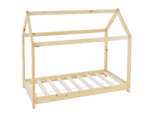 Lit d'enfants avec toit et protection antichute en bois blanc +matelas  200x90 cm au meilleur prix