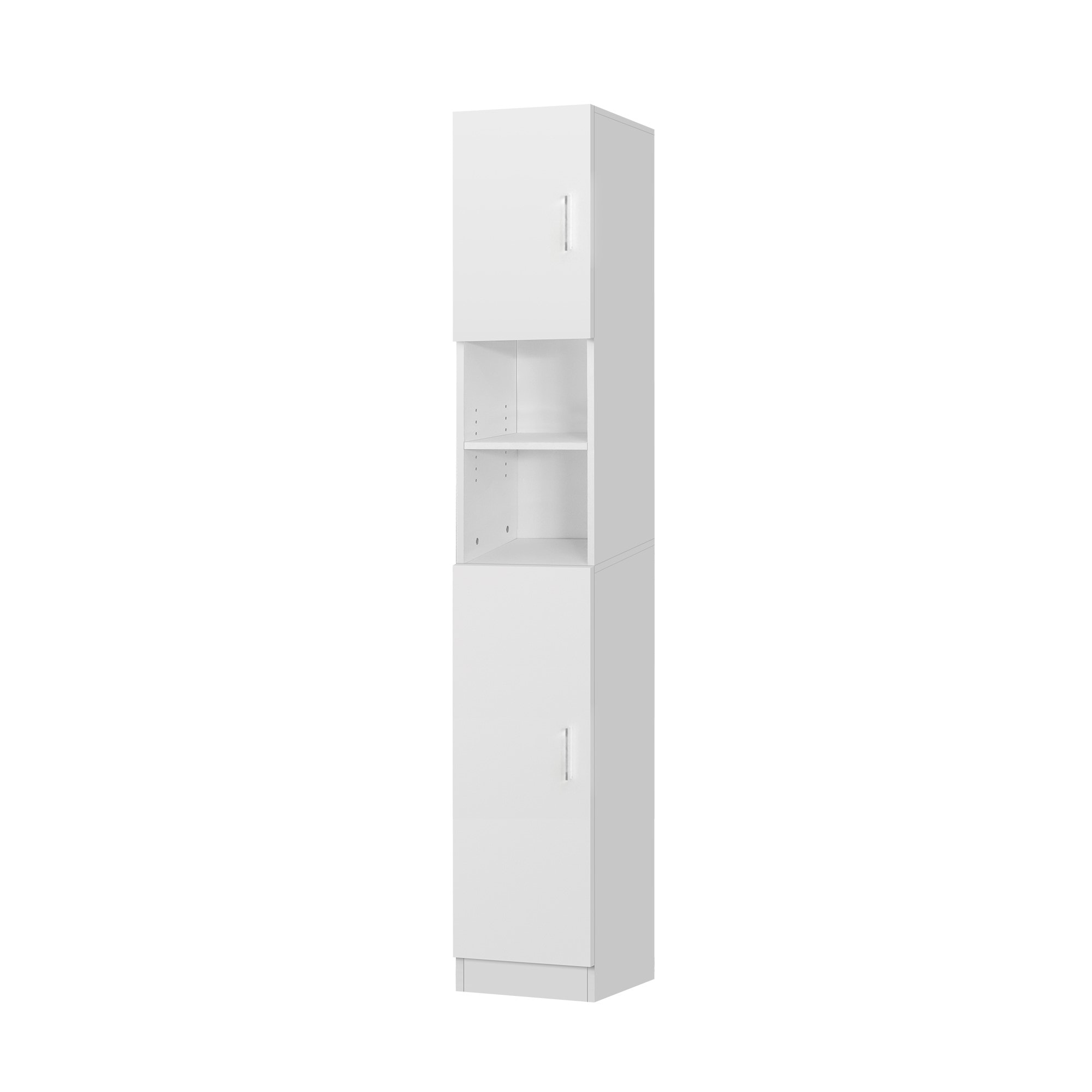 Armoire haute salle de bain colonne étroite de rangement blanc mdf