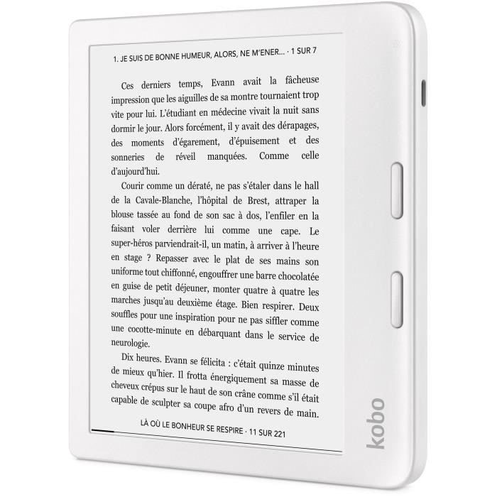 Liseuse KOBO Libra 2 Blanc - 7 - 300ppp - Comfortlight PRO - Waterproof -  Bluetooth - 32Go - ADMI
