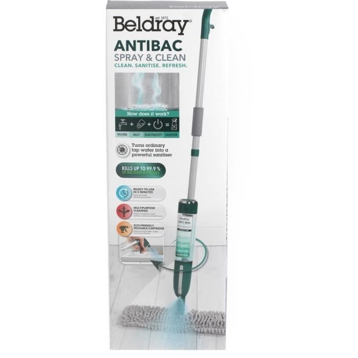 Beldray antibac spray & clean mop - balai éléctrique avec spray - bouteille  d'eau réutilisable 400ml - tampon de balai en microfibre BELDRAY  BEL5054061105513 Pas Cher 