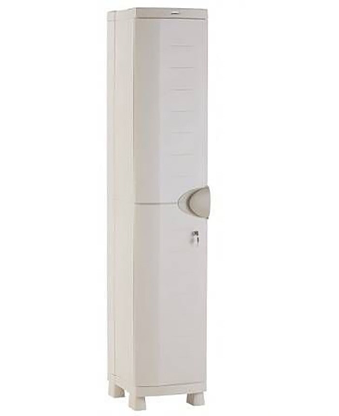 Armoire Pegane Armoire meuble de rangement 2 portes interieur/exterieur  coloris beige - Longueur 90 x Profondeur 45 x Hauteur 184 cm 