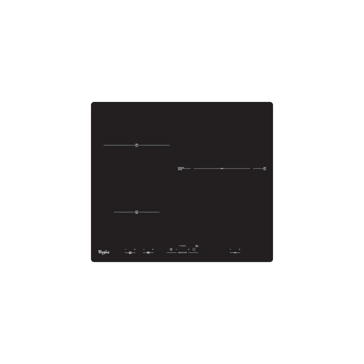 Table induction, noir, 60cm, 3 inducteurs dont 1 doublezone de 28cm, 3