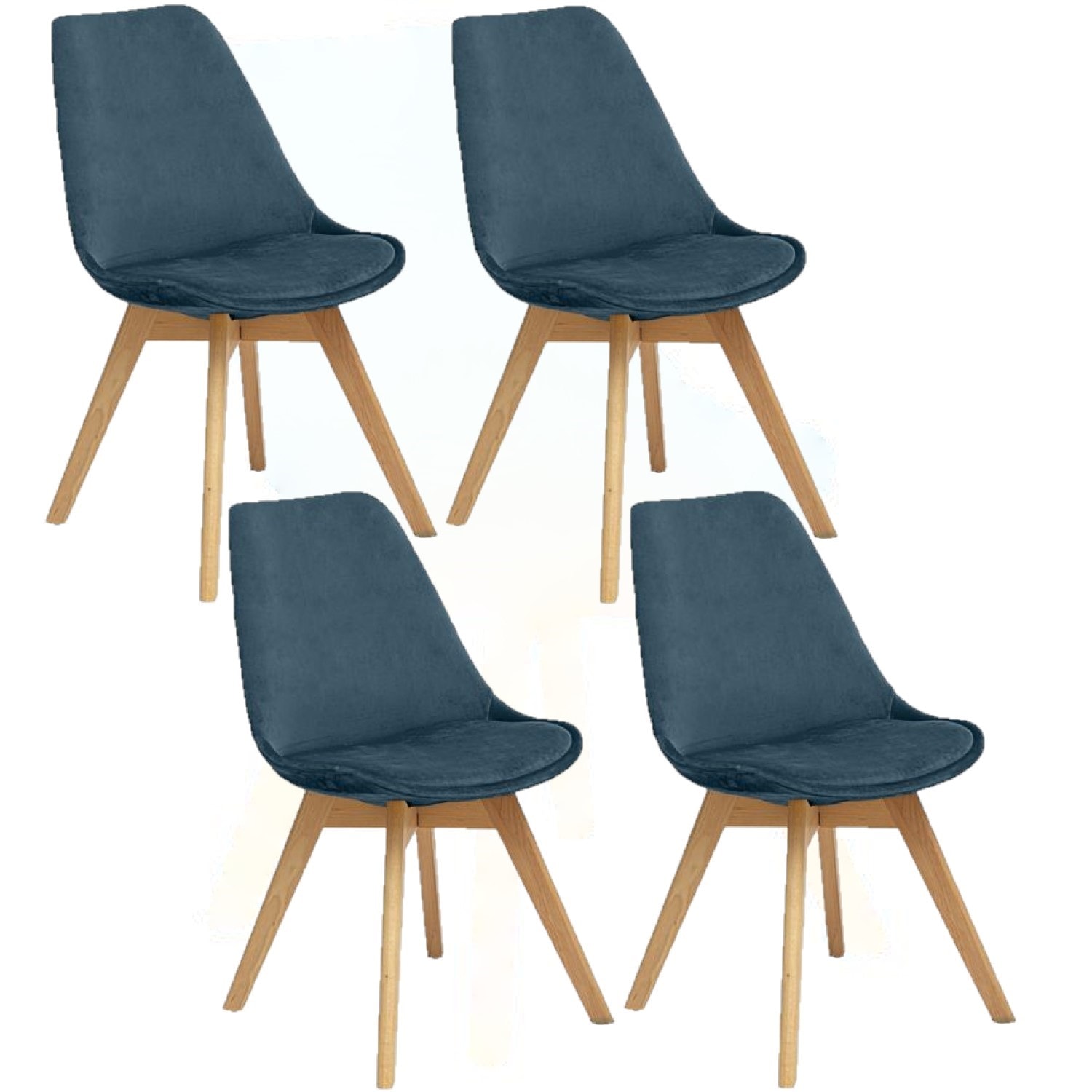 Lot de 6 Chaises pliantes effet velours - Bleu