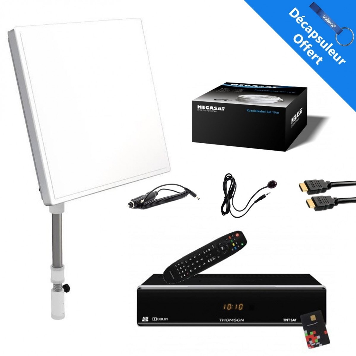 KIT Satellite Camping Car SELFSAT CAMP 58 Mât Traversant + Récepteur TNTSAT ASTRA + Coaxial