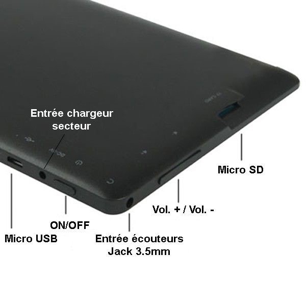 Tablette tactile noire android version 6.0 écran 7 pouces liseuse